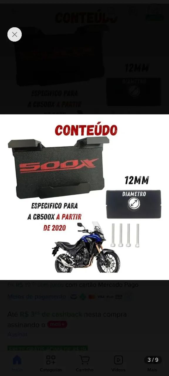 Suporte de celular Nx 500 Cb 500x Ténéré 700
