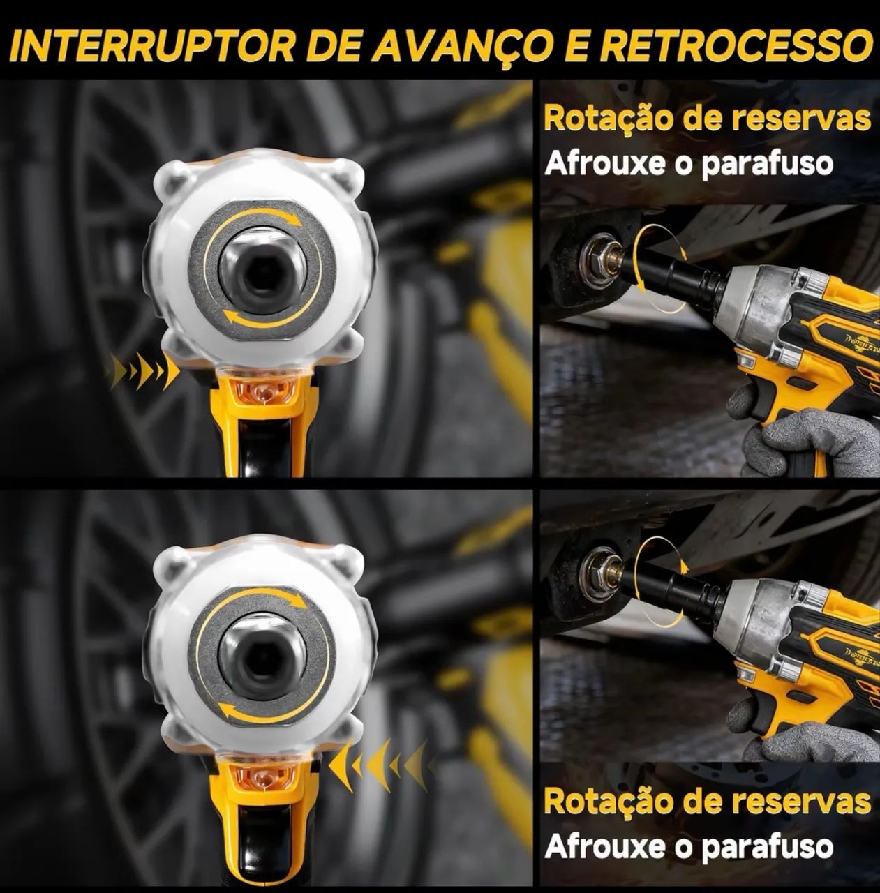 Kit Chave de Impacto 68VF Sem Fio 3 em 1 | Parafusadeira/Furadeira