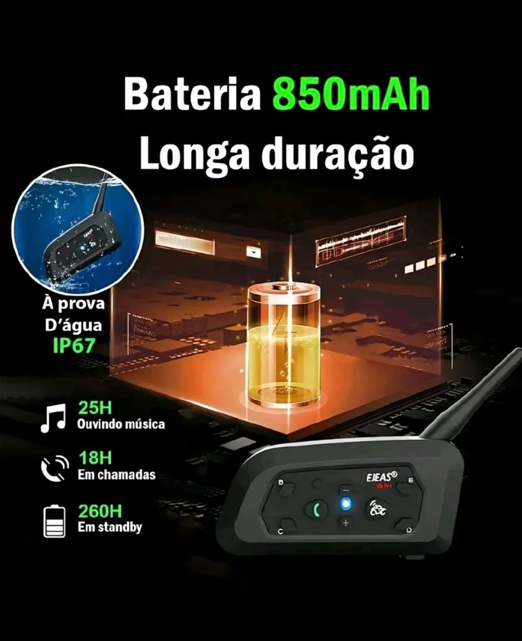Par De Intercomunicador Ejeas V6 Pro Bluetooth  - Foto 4