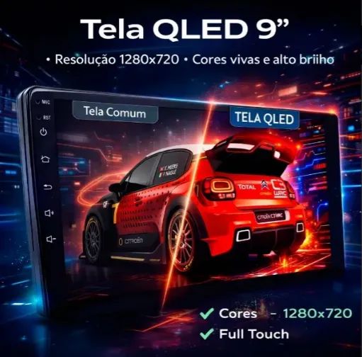  Multimidia Tela 9 Polegadas Sistema Android 4Gb-64Gb Gps Integrado Qled Carplay Sem Fio - Foto 4