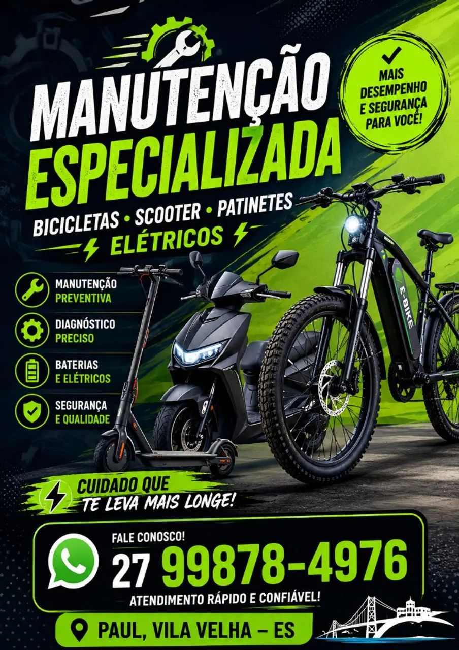 Manutenção de Bicicletas, Scooter e Patinetes elétricos 