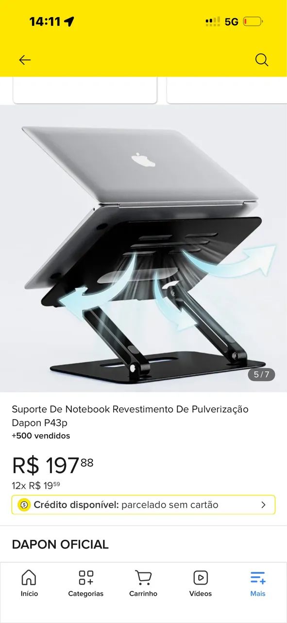Suporte de Notebook  ajustável, dobrável e em alumínio. - Foto 5