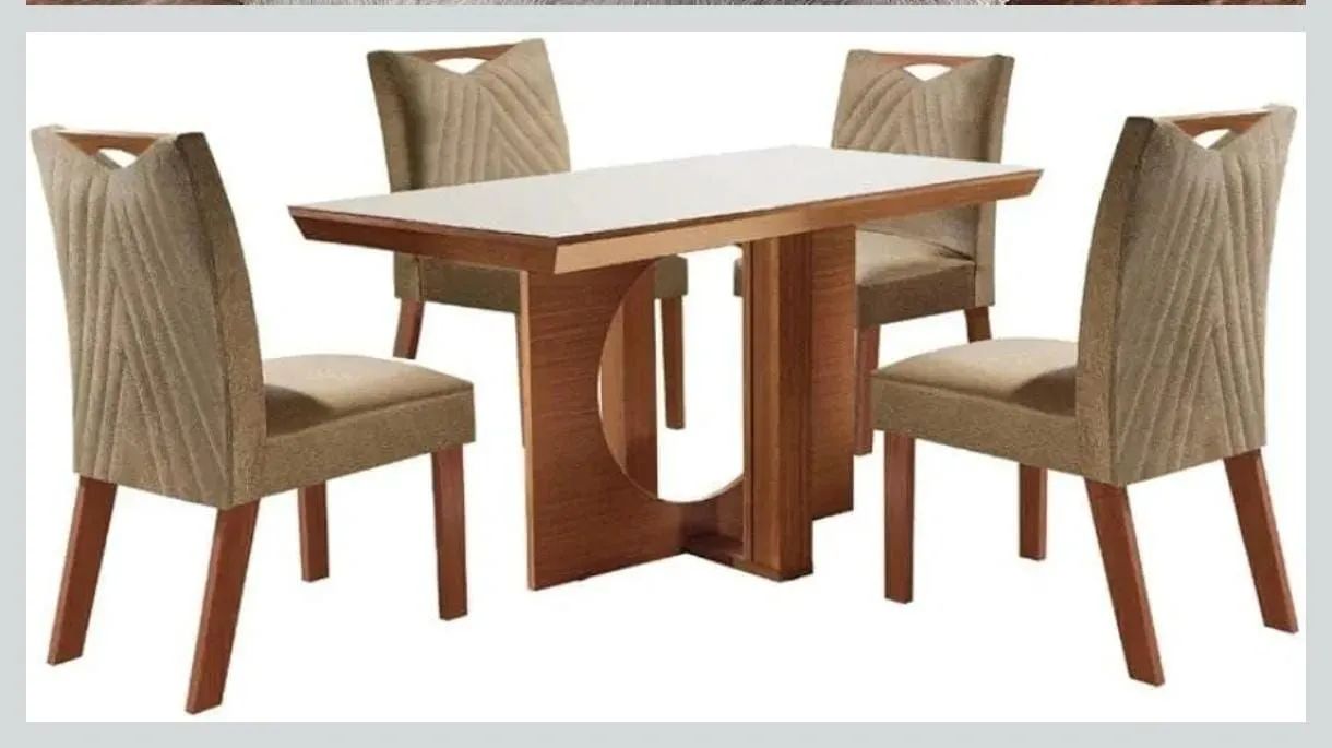 Conjunto de mesa e cadeiras.