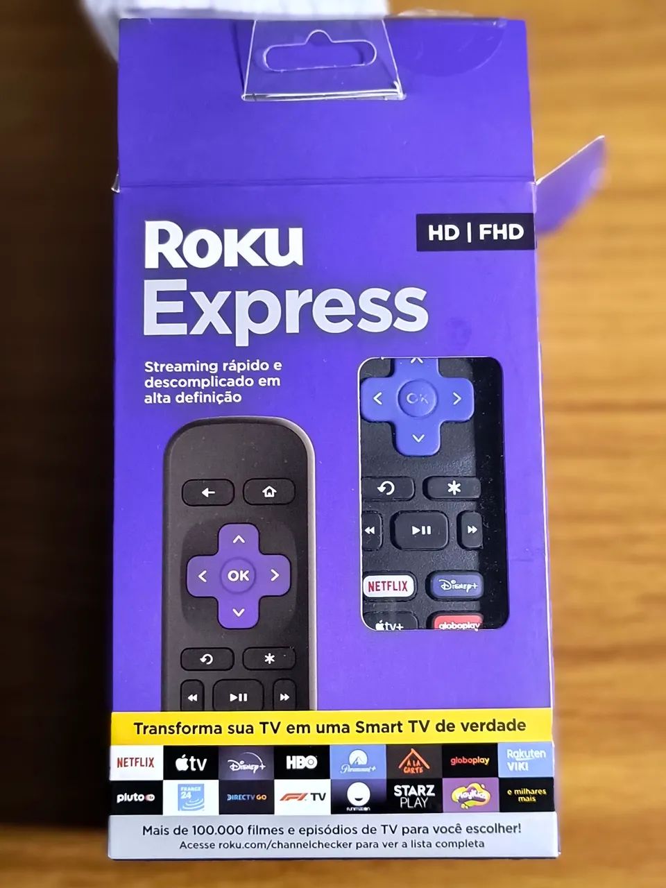 Roku Express Streaming Player Full HD - com Controle Remoto e Cabo HDMI