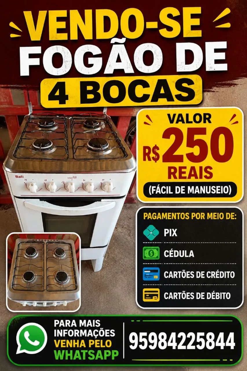 Vende-se fogão de 4 bocas