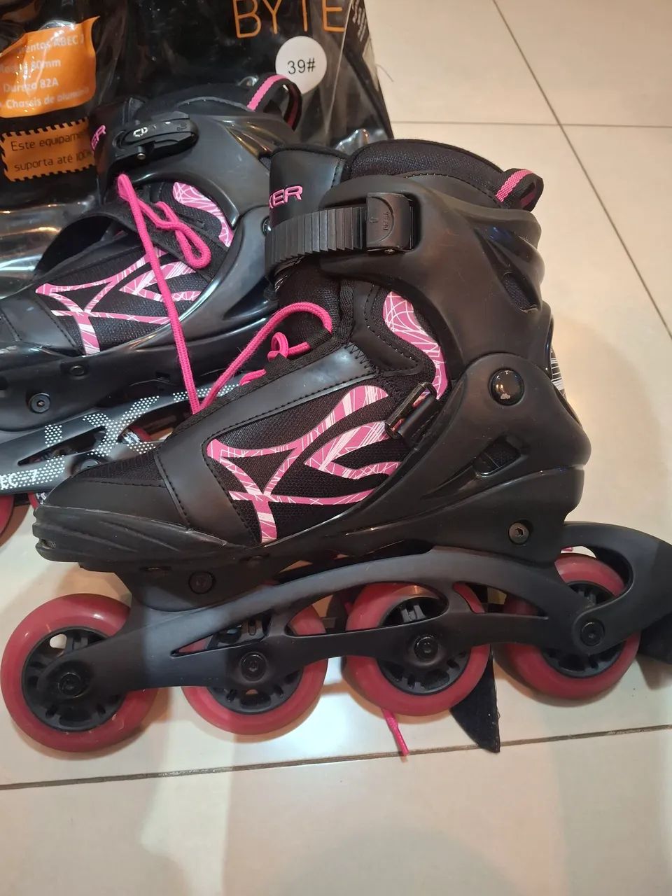 Patins Oxer Freestyle Rosa - 4 Rodas Num: 39 - Foto 2