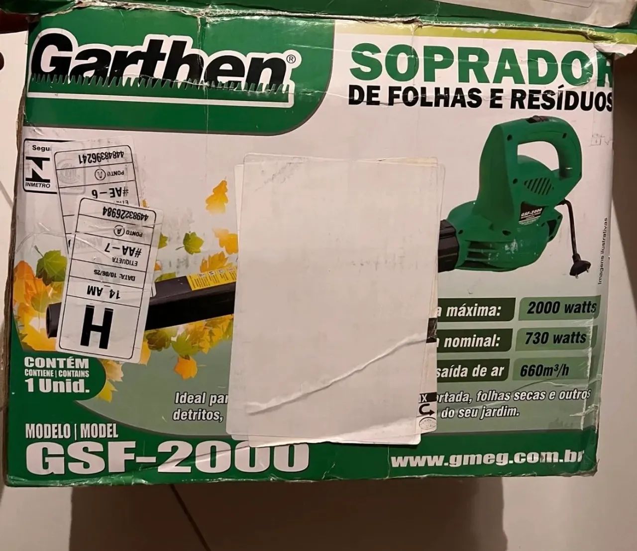 Soprador de folhas Garthen (seminovo)