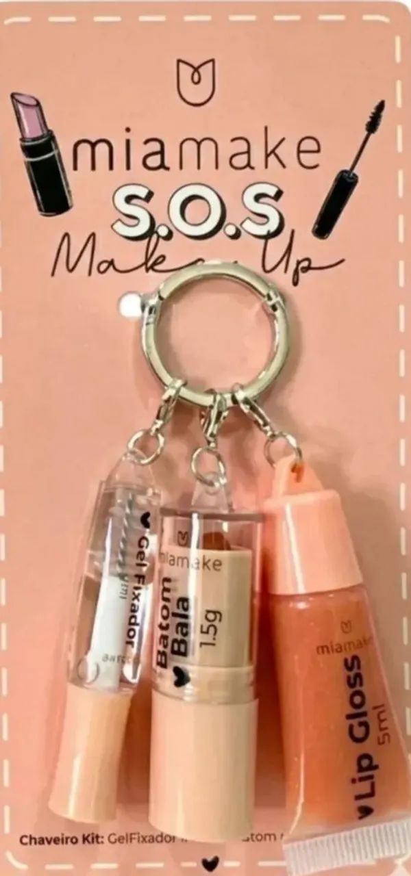 Kit Maquiagem S.O.S Mia Make - Chaveiro 3 em 1