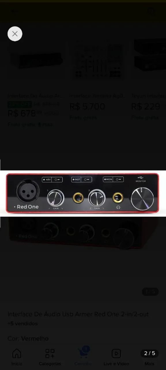 Interface de áudio armer red one