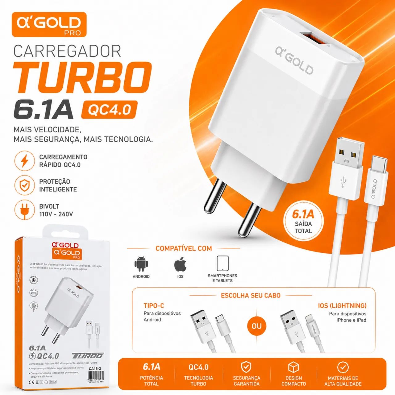Kit Carregador Turbo | pronta entrega 