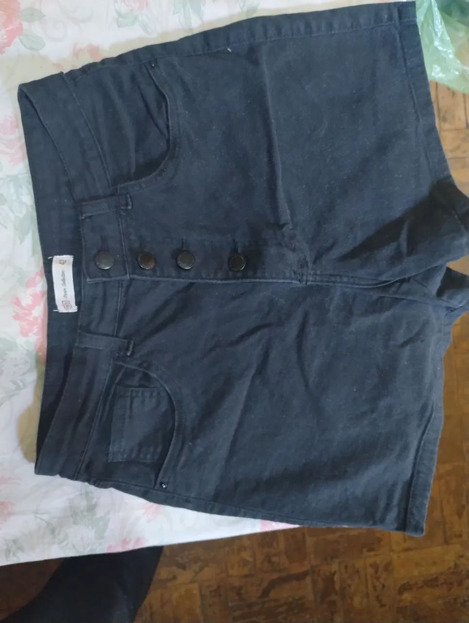 Short jeans cós alto preto 