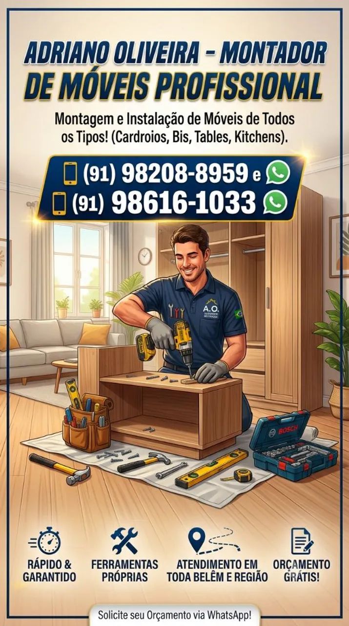 Montagem de móveis novos e usados.