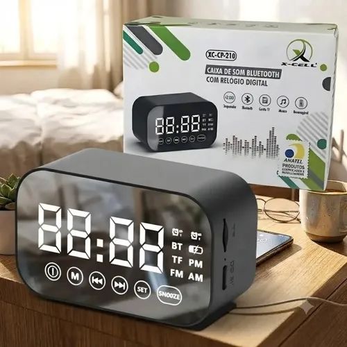 Caixa de Som Bluetooth com Relógio Digital e Despertador - Foto 2