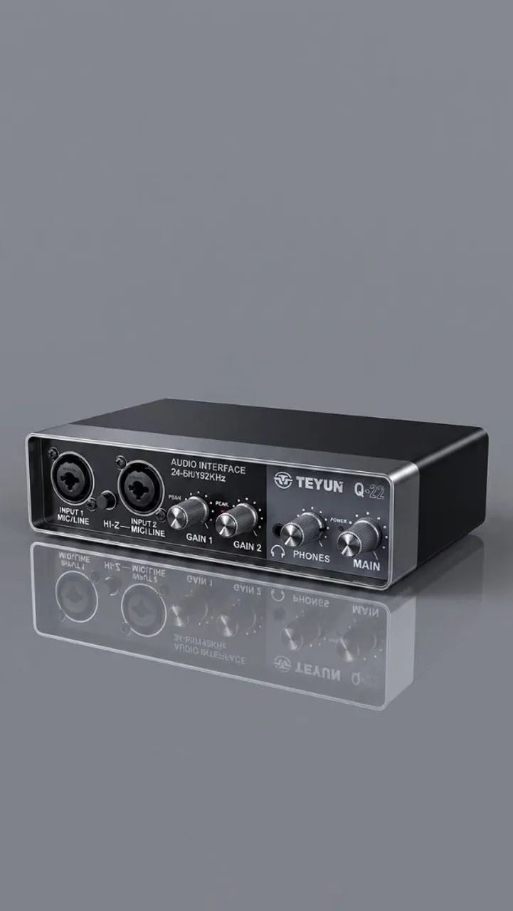 Interface de áudio Teyun Q22 24bit 192kHz com Phantom Power