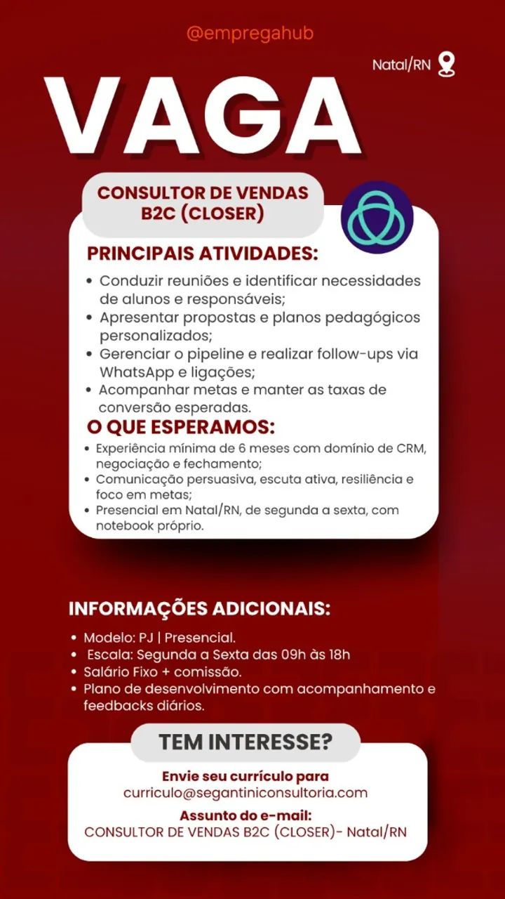 CONSULTOR DE VENDAS B2C (CLOSER)