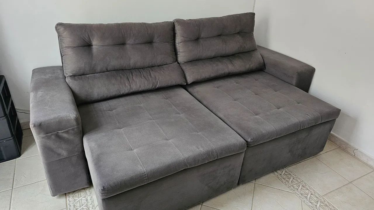 Vendo Sofá Suede Retrátil 4 lugares 2,3m x 1,5m - Foto 2