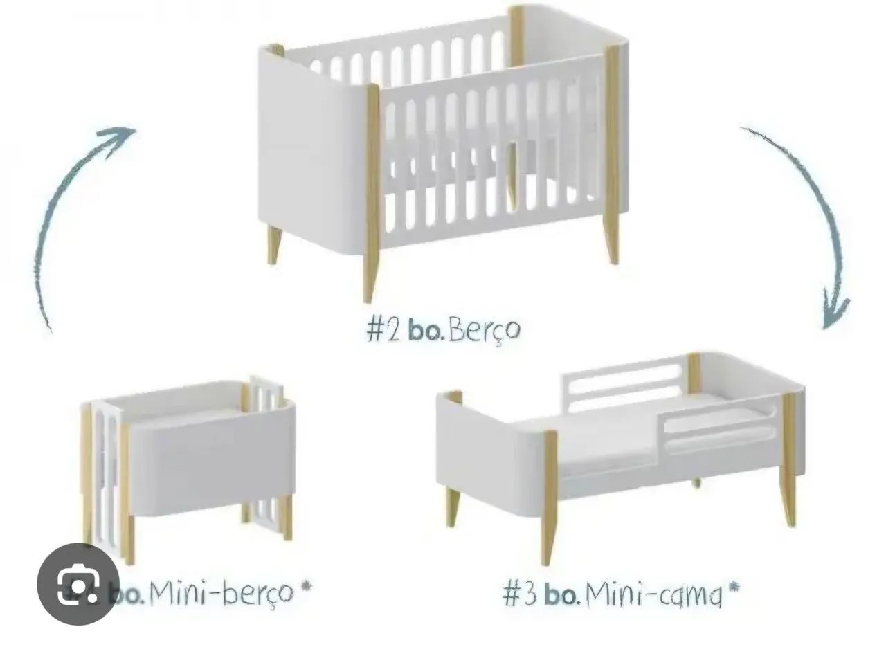 Cama + Comoda + Prateleira Quarto Bebe 