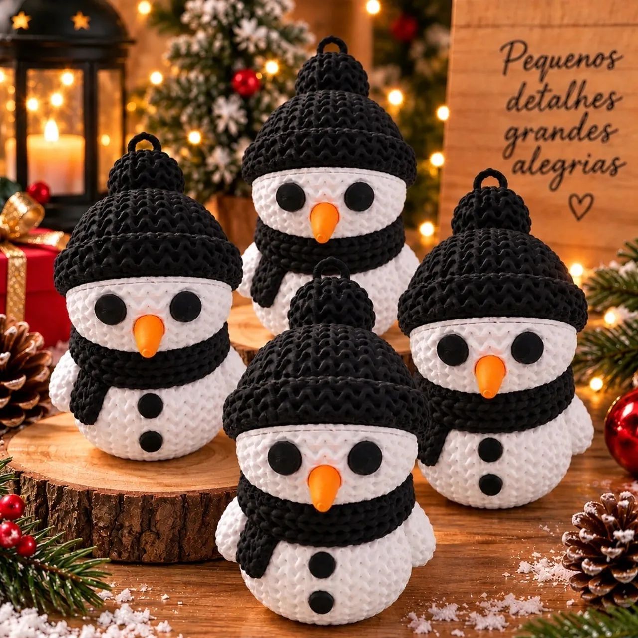 Kit com 4 Enfeites de Natal - Bonecos de Neve - Foto 5