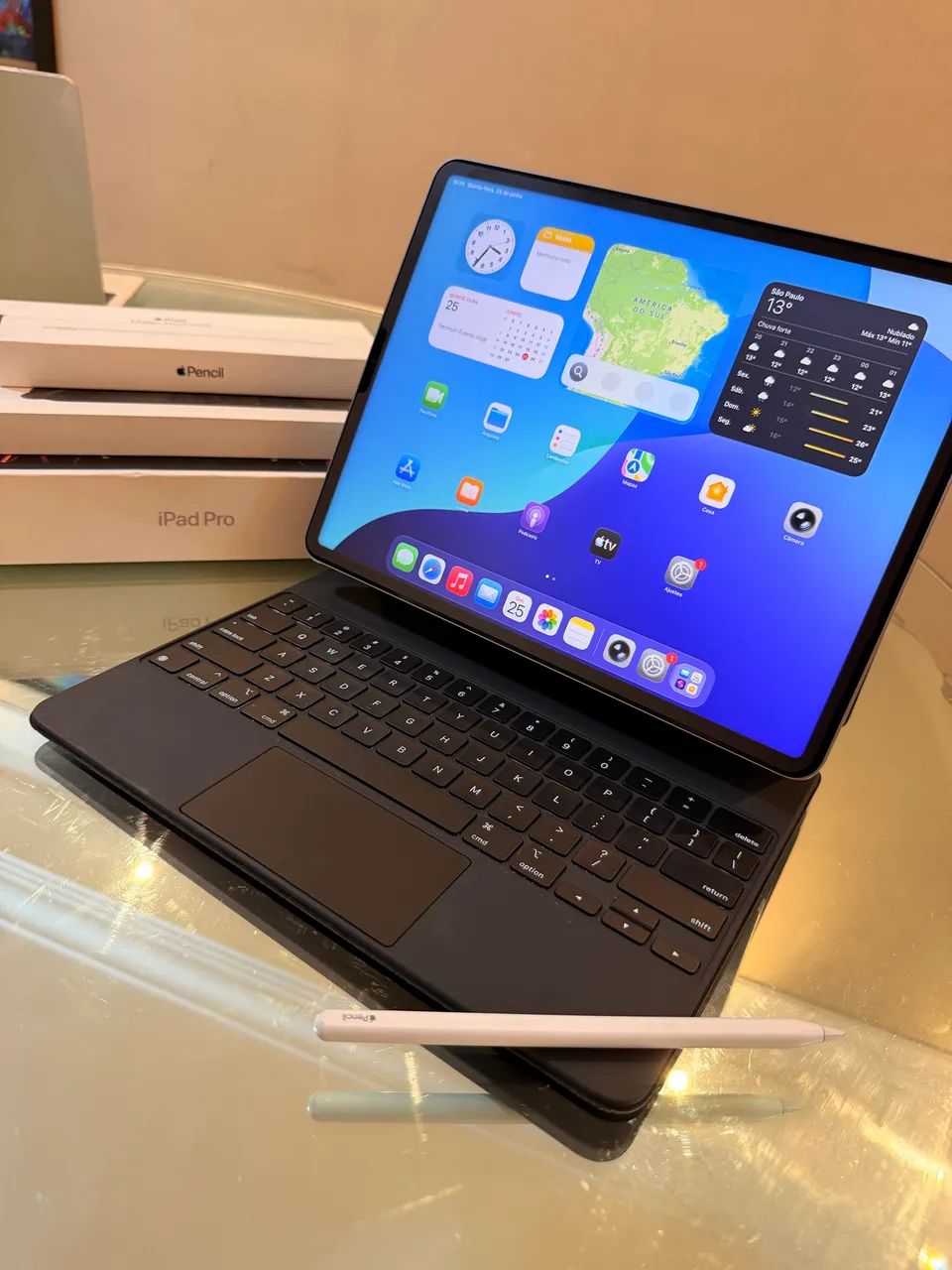 iPad Pro 12,9 M2 zero com teclado e caneta kit ouro  - Foto 3