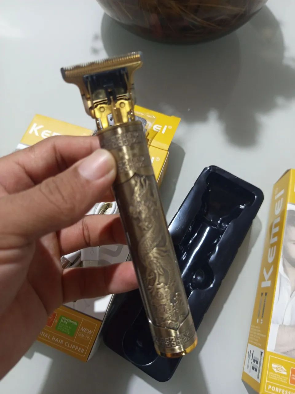 Máquina de detalhe barbear Kemei Km-T9 dragãozinho  - Foto 6