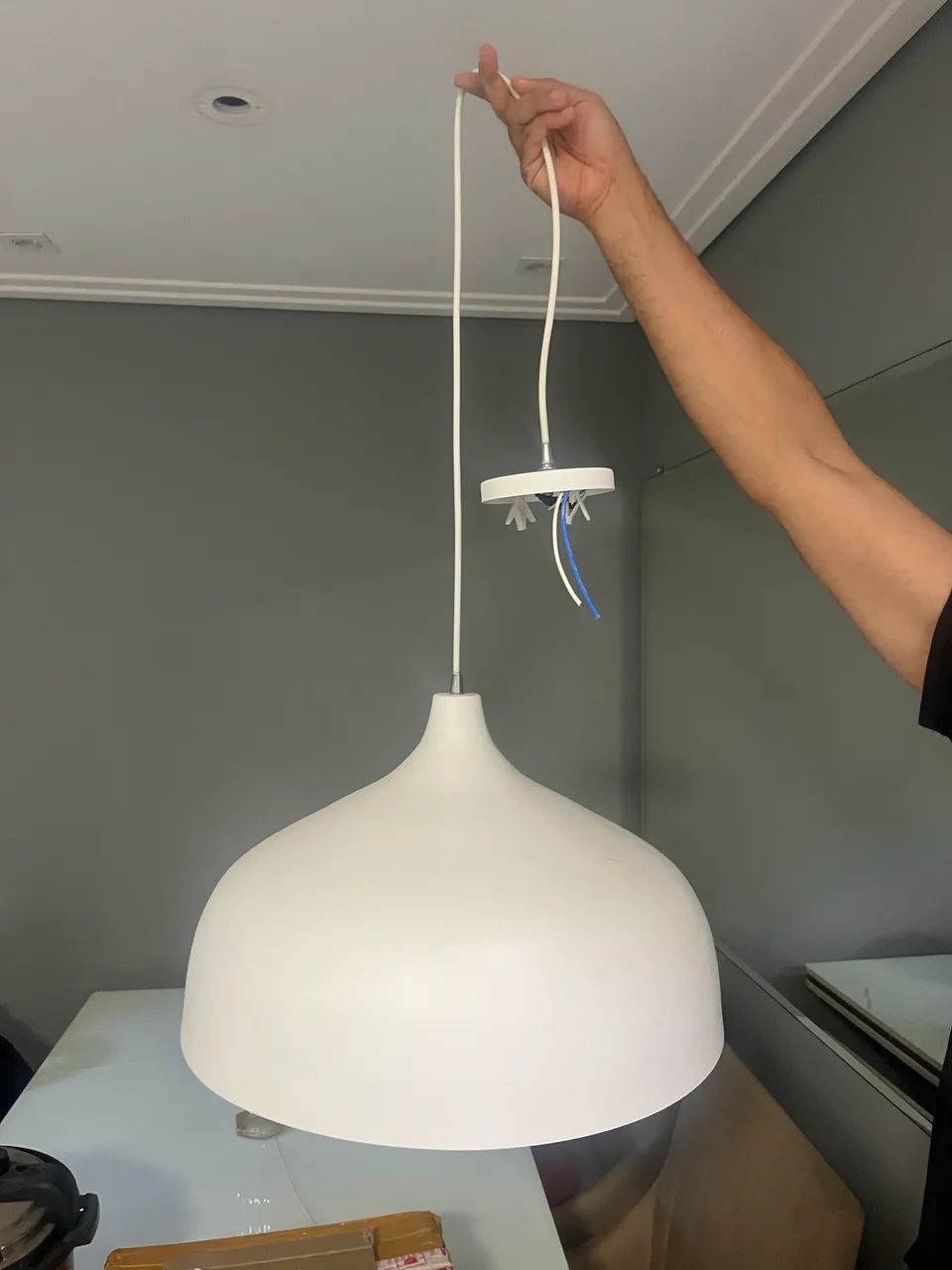 Lustre Pendente Branco Moderno - Foto 2