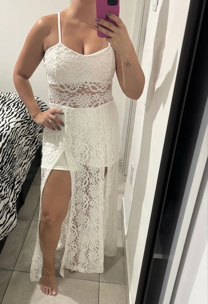 Macaquinho Vestido branco casamento e ensaio P