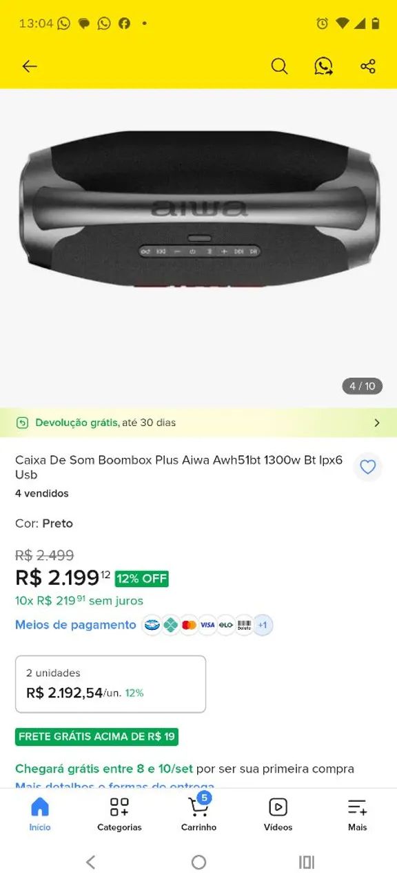 Vendo caixa de som  bom box Aiwa  nova - Foto 5