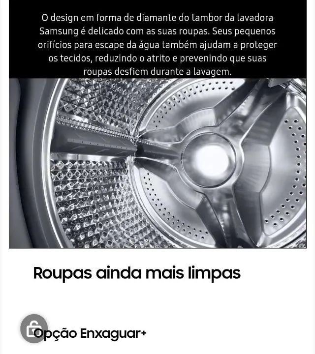 Lavadora Samsung 11kg Nova Com Nota fiscal WW11T Digital Inverter WW11T4040BEFAZ 22OV - Foto 4