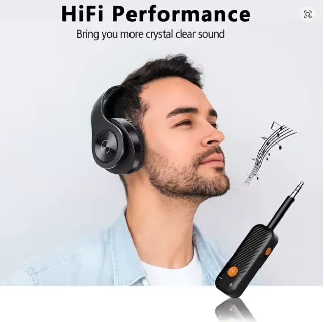 Bluetooth 5.2 receptor de áudio transmissor 3.5mm 3.5 aux com microfone estéreo - Foto 4