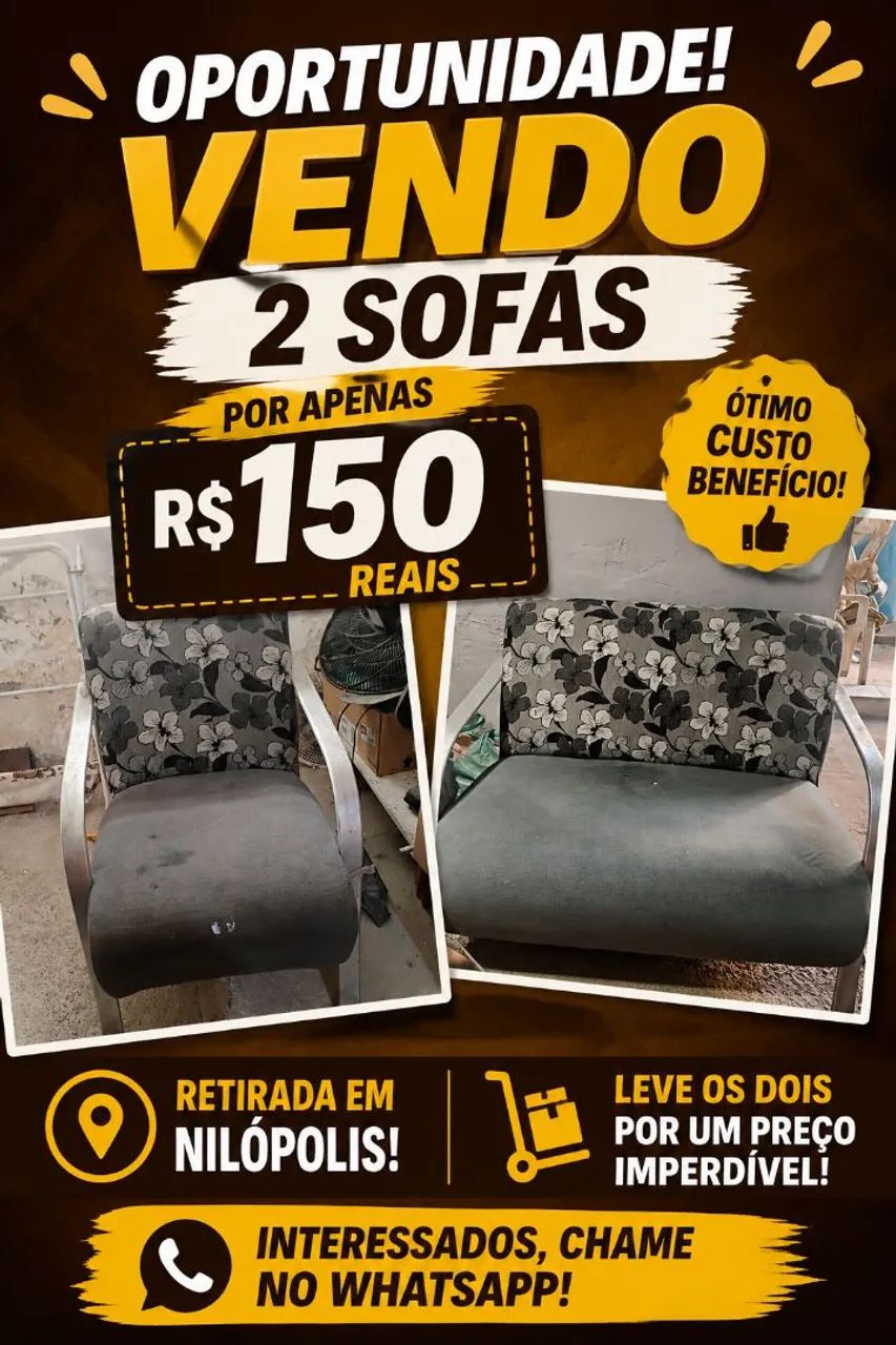 Vendo dois sofás de um e dois lugares 150 reais os dois