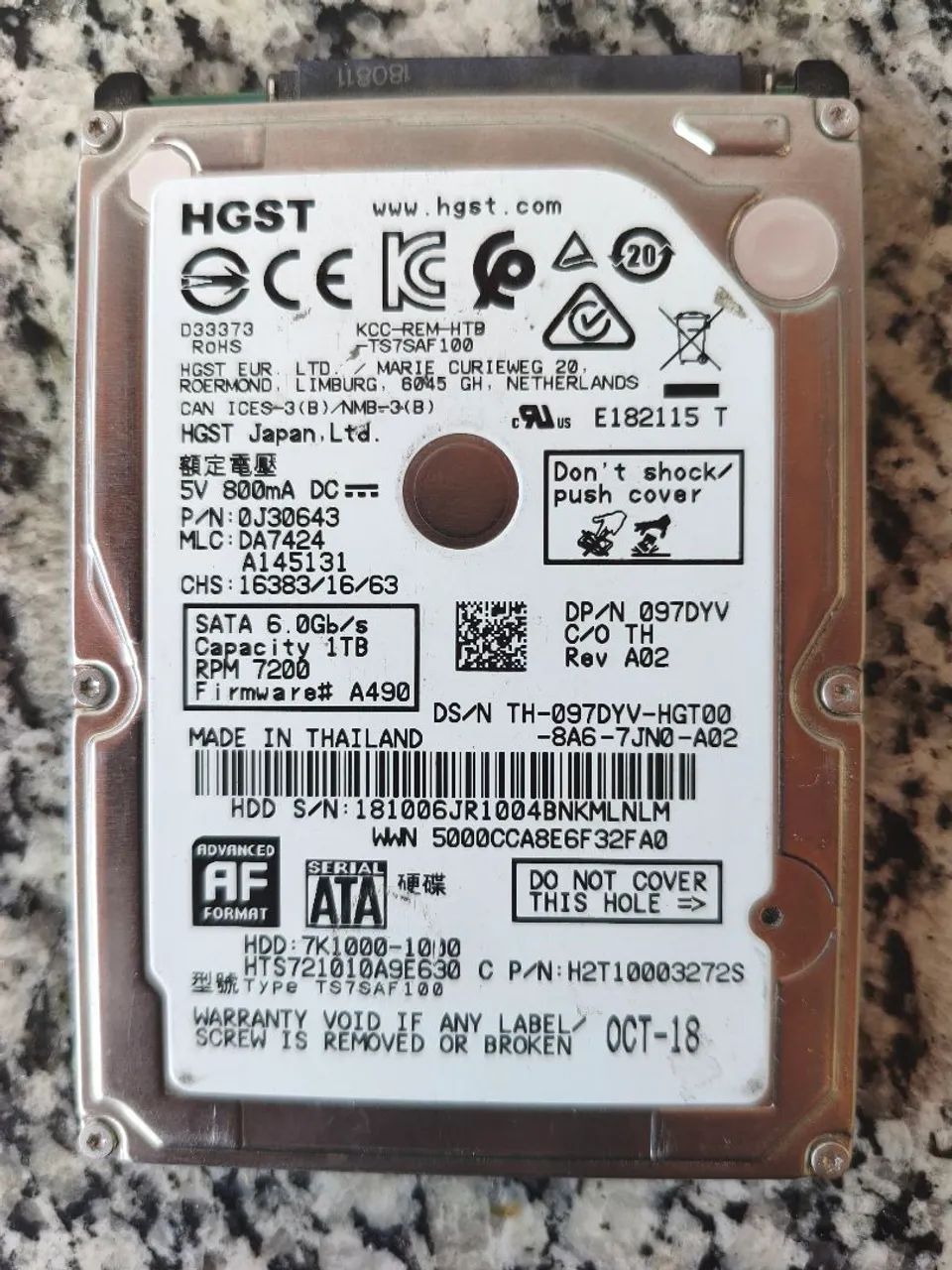 Hd 1tb notebook 7500rpm