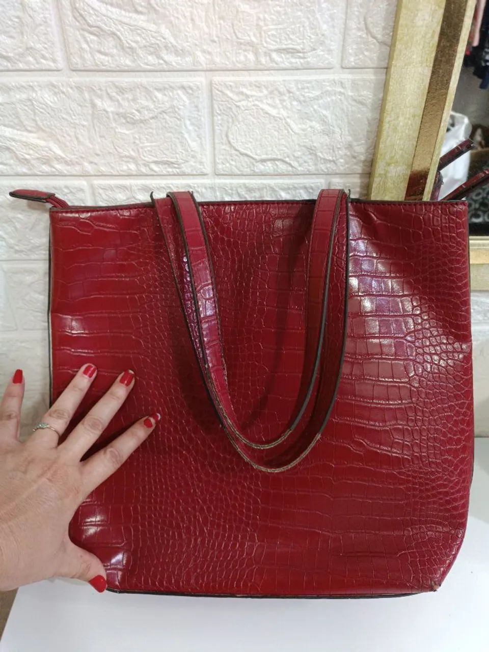 Bolsa em couro legítimo croco Arezzo  - Foto 3