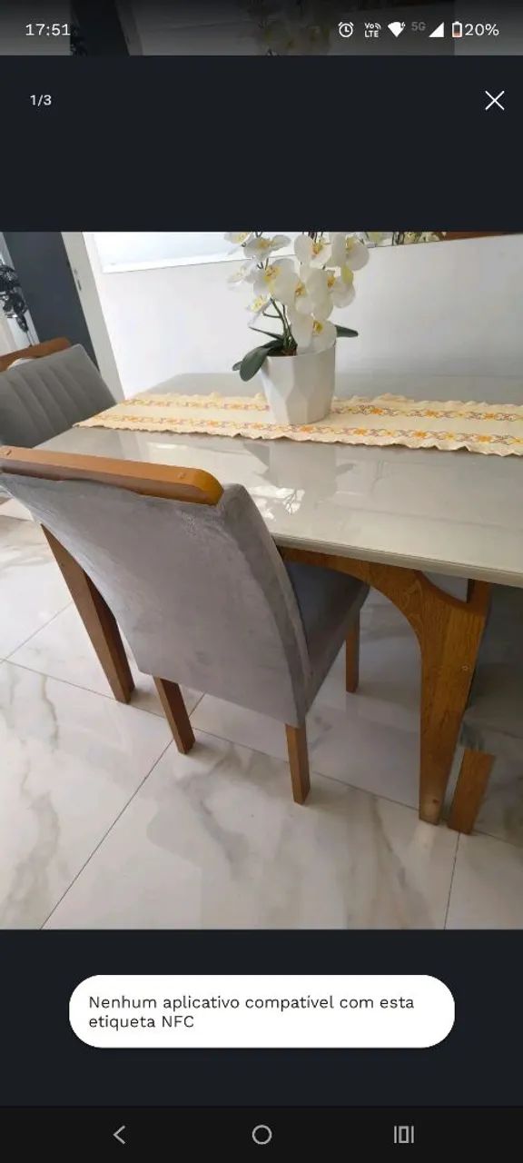 Vendo 4 cadeiras aveludadas seminovas. Cor cinza - Foto 3