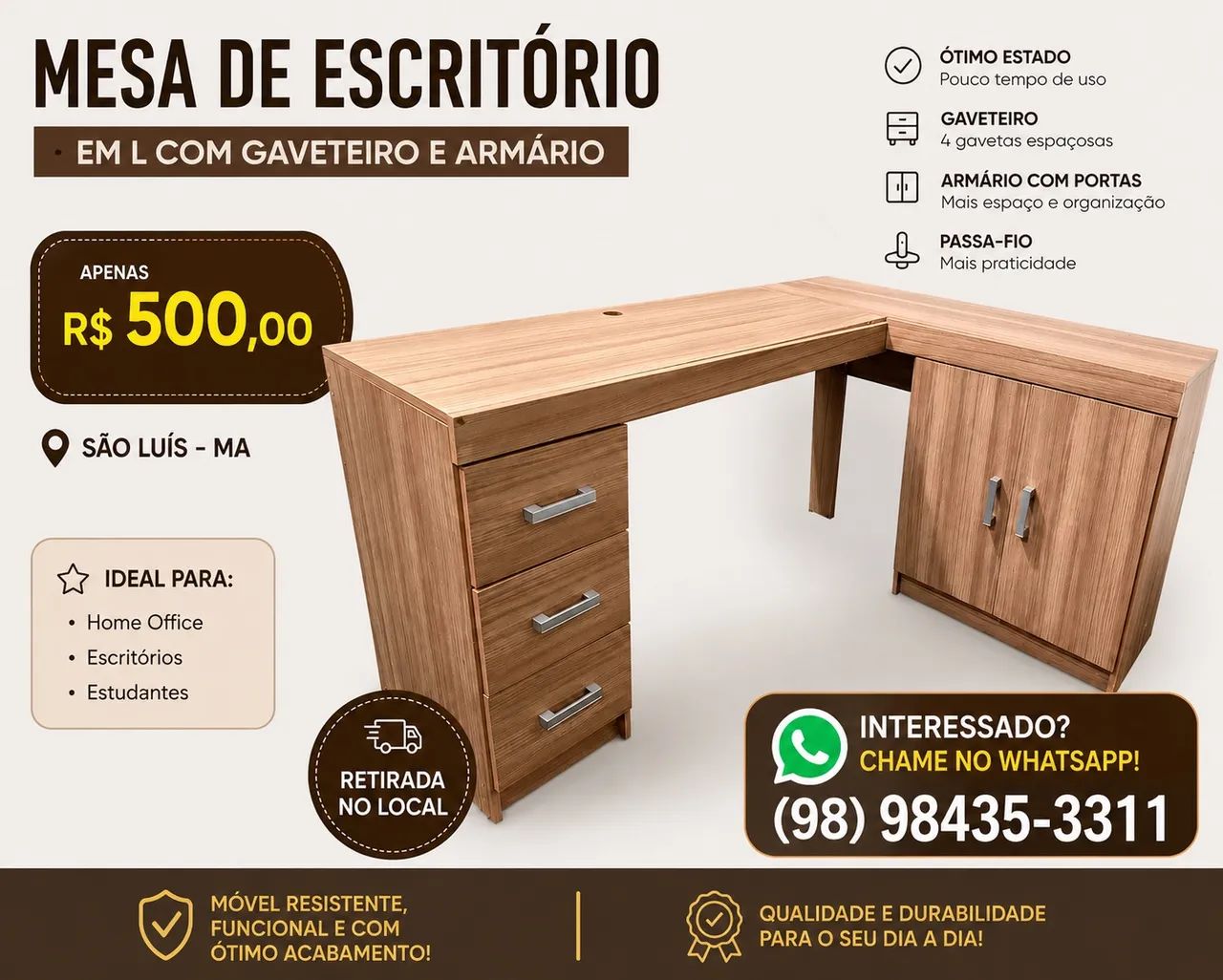 Mesa de escritório em L