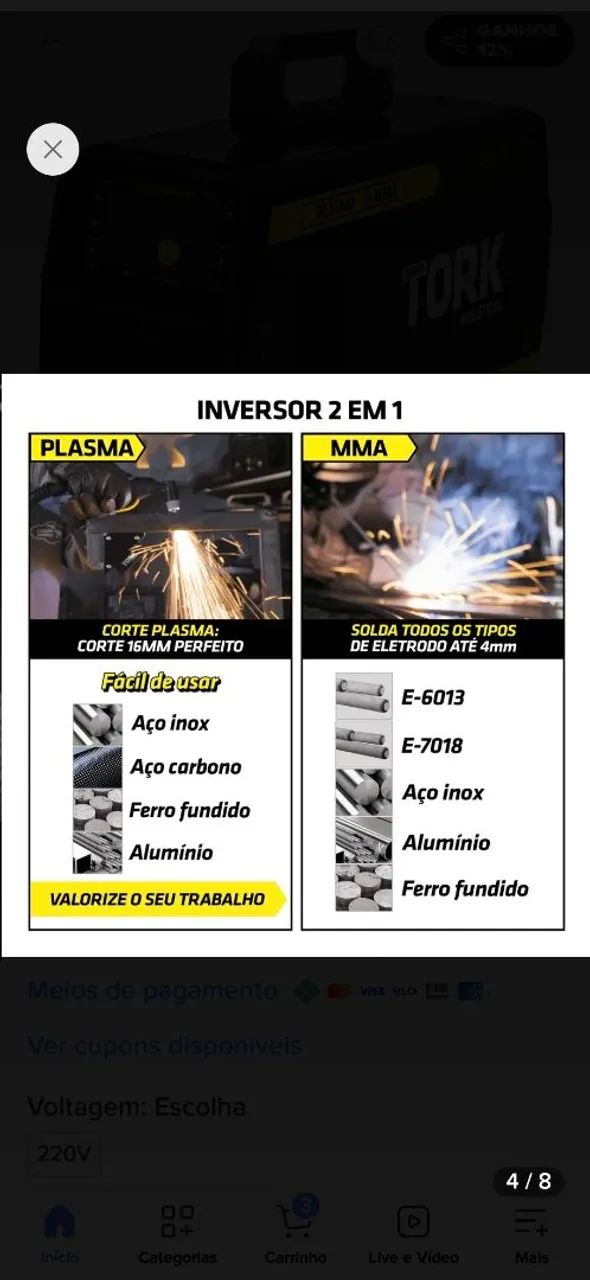 Valor ( 4.800 reais )  Maquina de solda 2 em 1 .. plasma  - Foto 5
