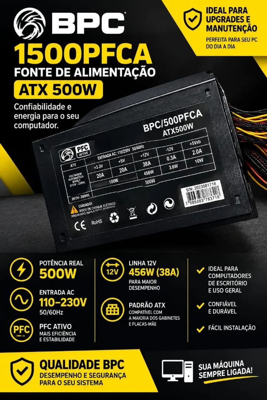Fonte Bpc 500w - Foto 2