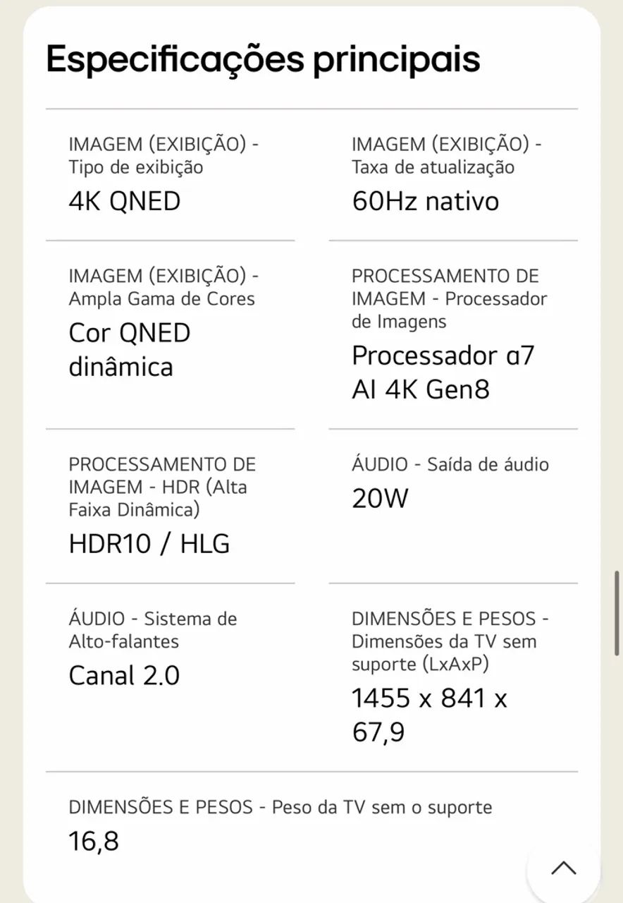 Smart TV 4K LG QNED AI QNED70 de 65 polegadas 2025 - Foto 3