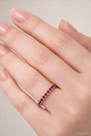 Aliança HStern em ouro branco 18k com 28 rubis - tam. 16 - com certificado