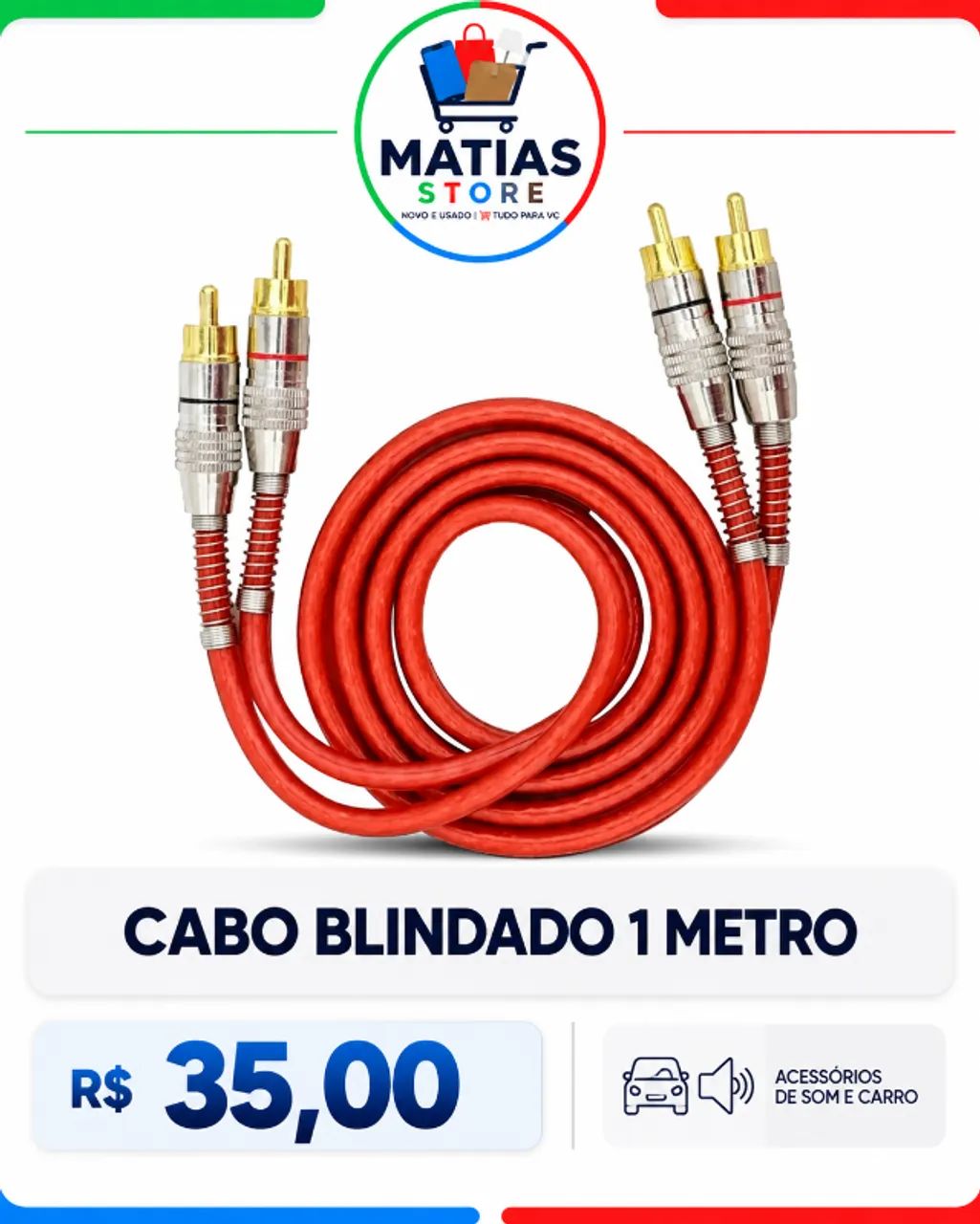 Cabo RCA Blindado 1 Metro