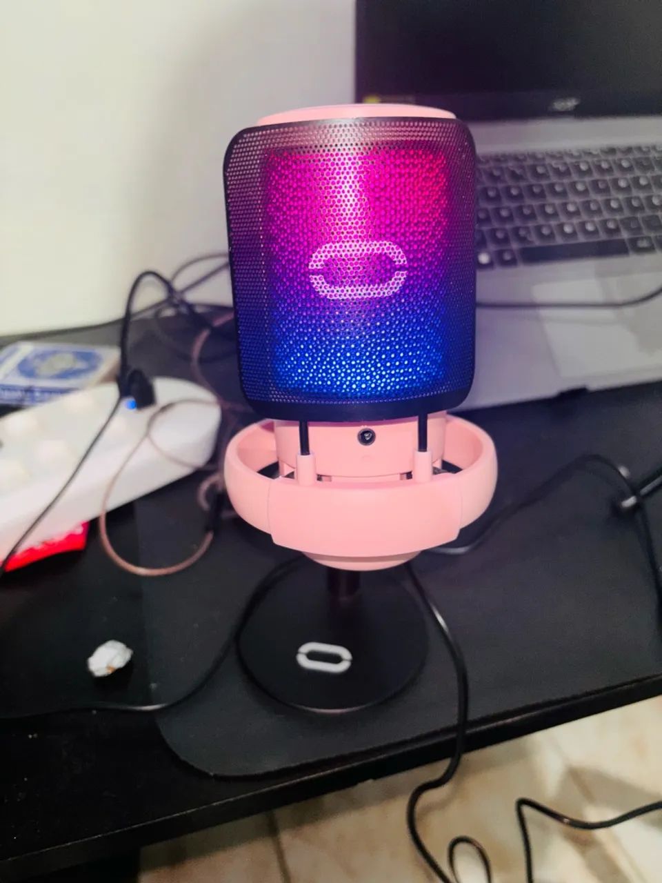 Microfone USB RGB MT-1060R rosa