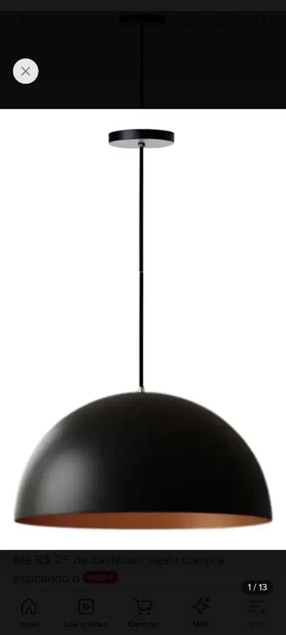 Luminária pendente lustre meia lua - Foto 5