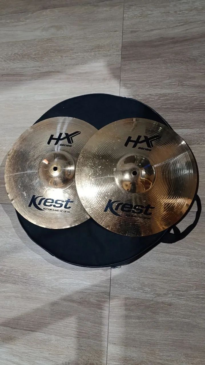 Prato Chimbal Krest HX seminovo 14 polegadas bronze B8 hihat