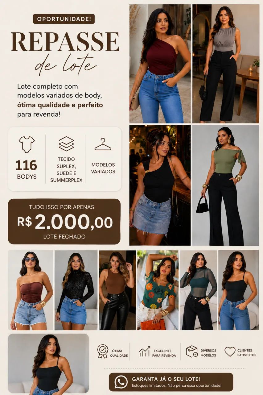 Repasse de Bodys para revenda 