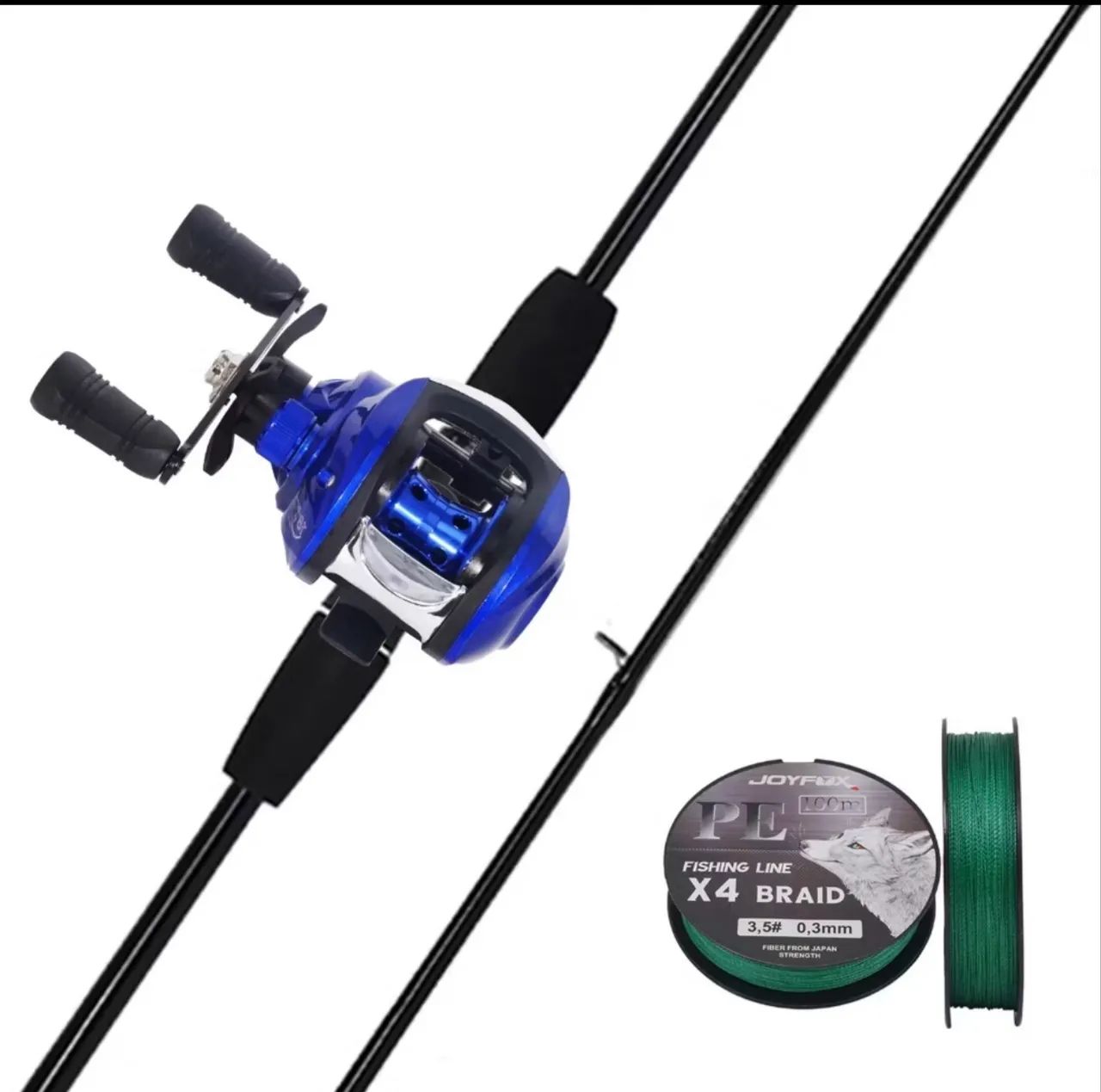 Tralha de pesca  carretilha e vara com capa e linha  - Foto 3