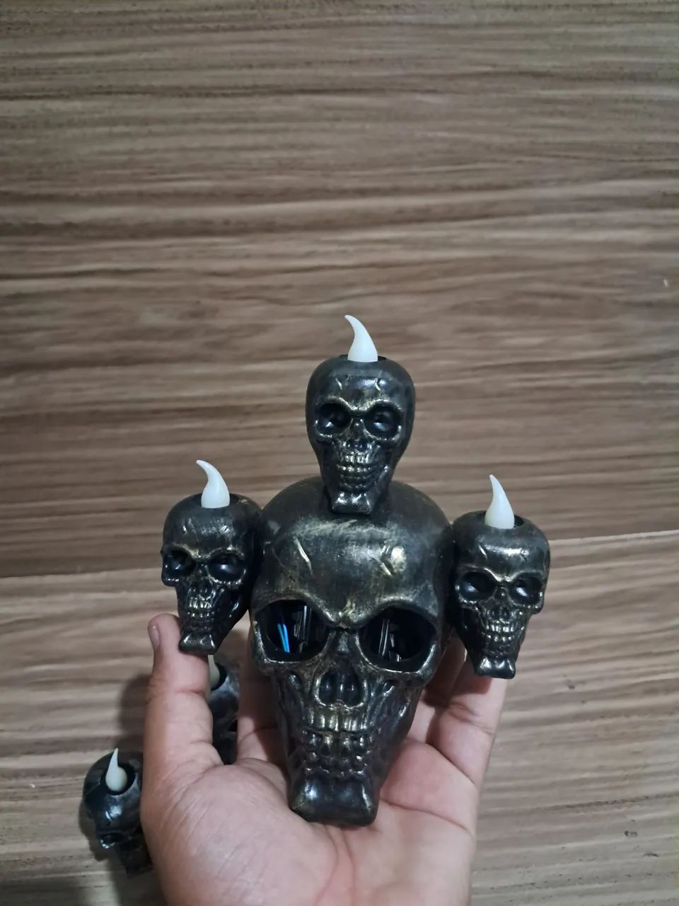 Luminária Caveira Halloween 2pcs - Foto 4