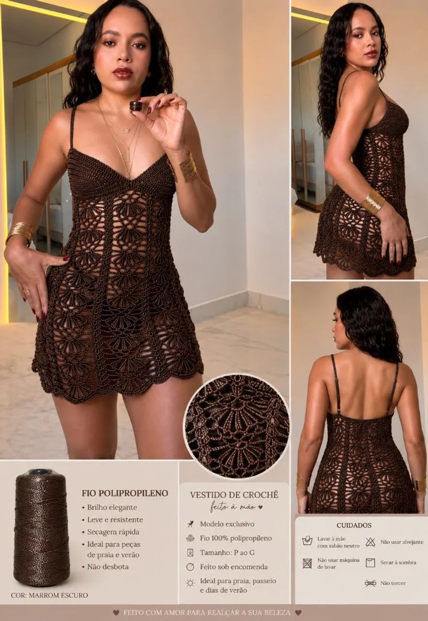 Vestido oliva de crochê  - Foto 3