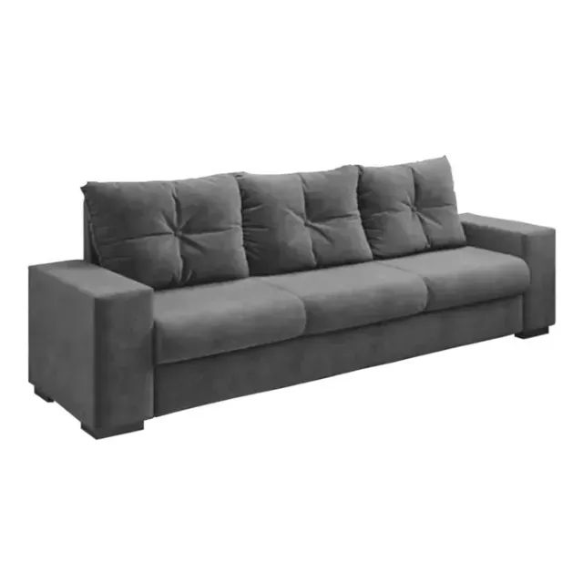 Sofá 3 lugares em suede cinza