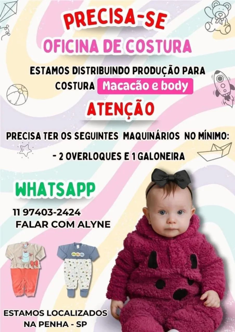 Serviço disponivel para oficina de costura externa