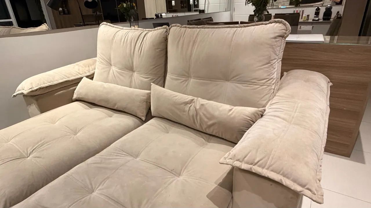 Sofa Suede Bege - 2,30m - Foto 5