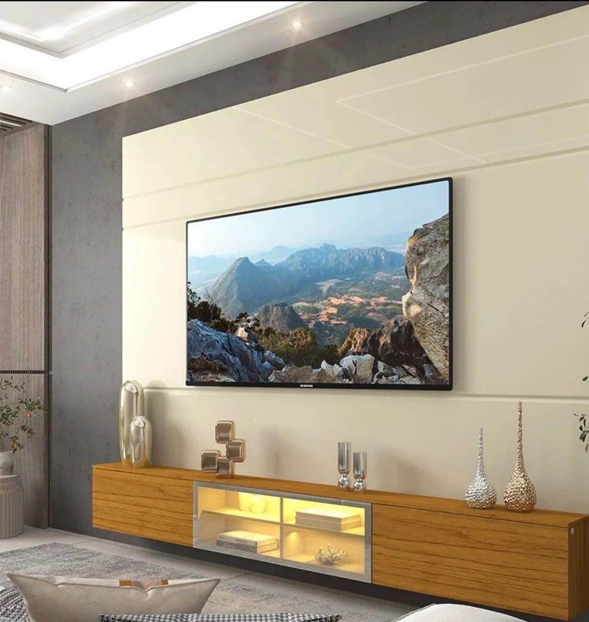 Estante para TV e Home Theater até 84 Polegadas 100% MDF com LED com Vidro Reflecta - Foto 4